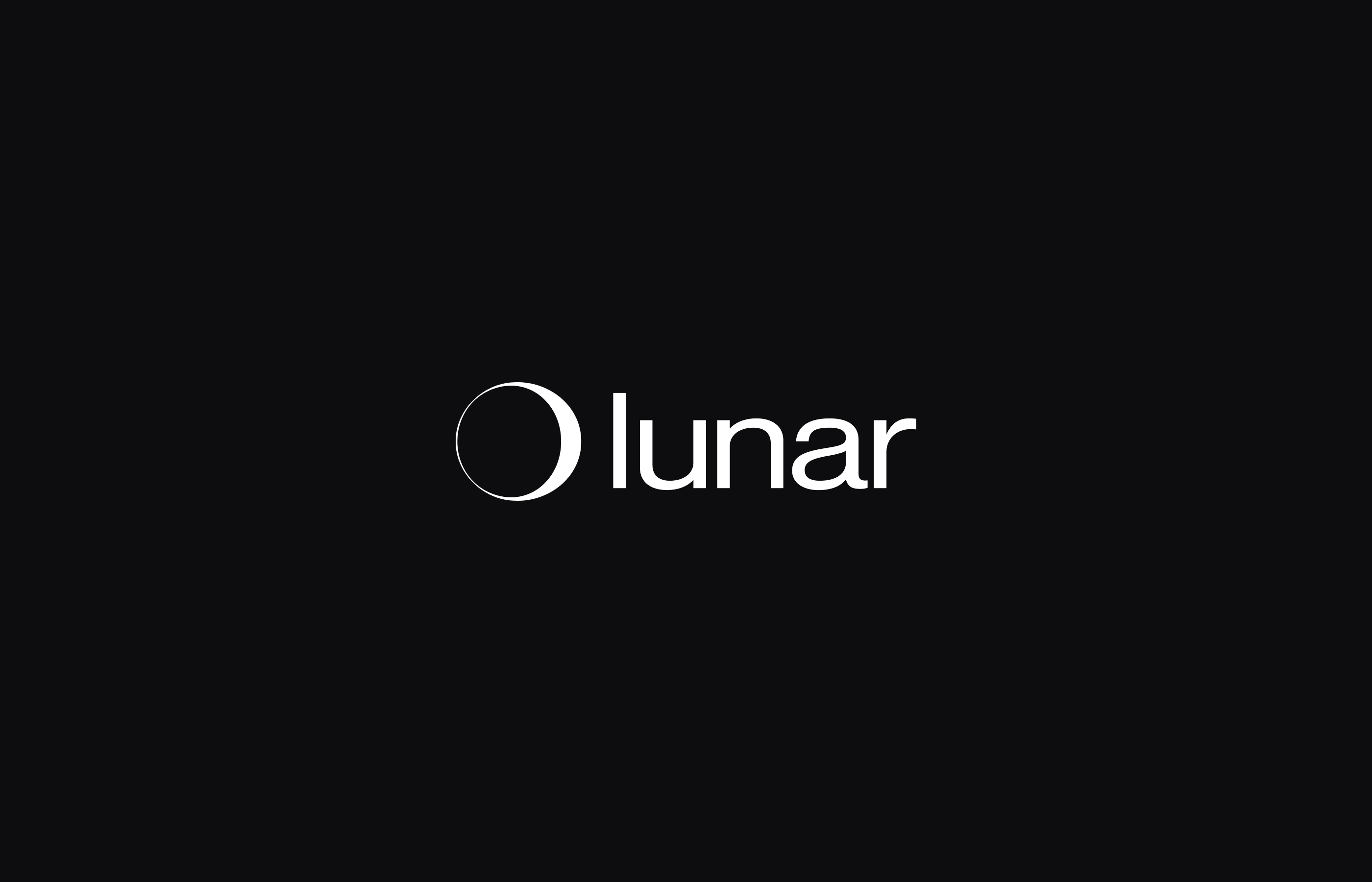 Lunar white logo on a black background