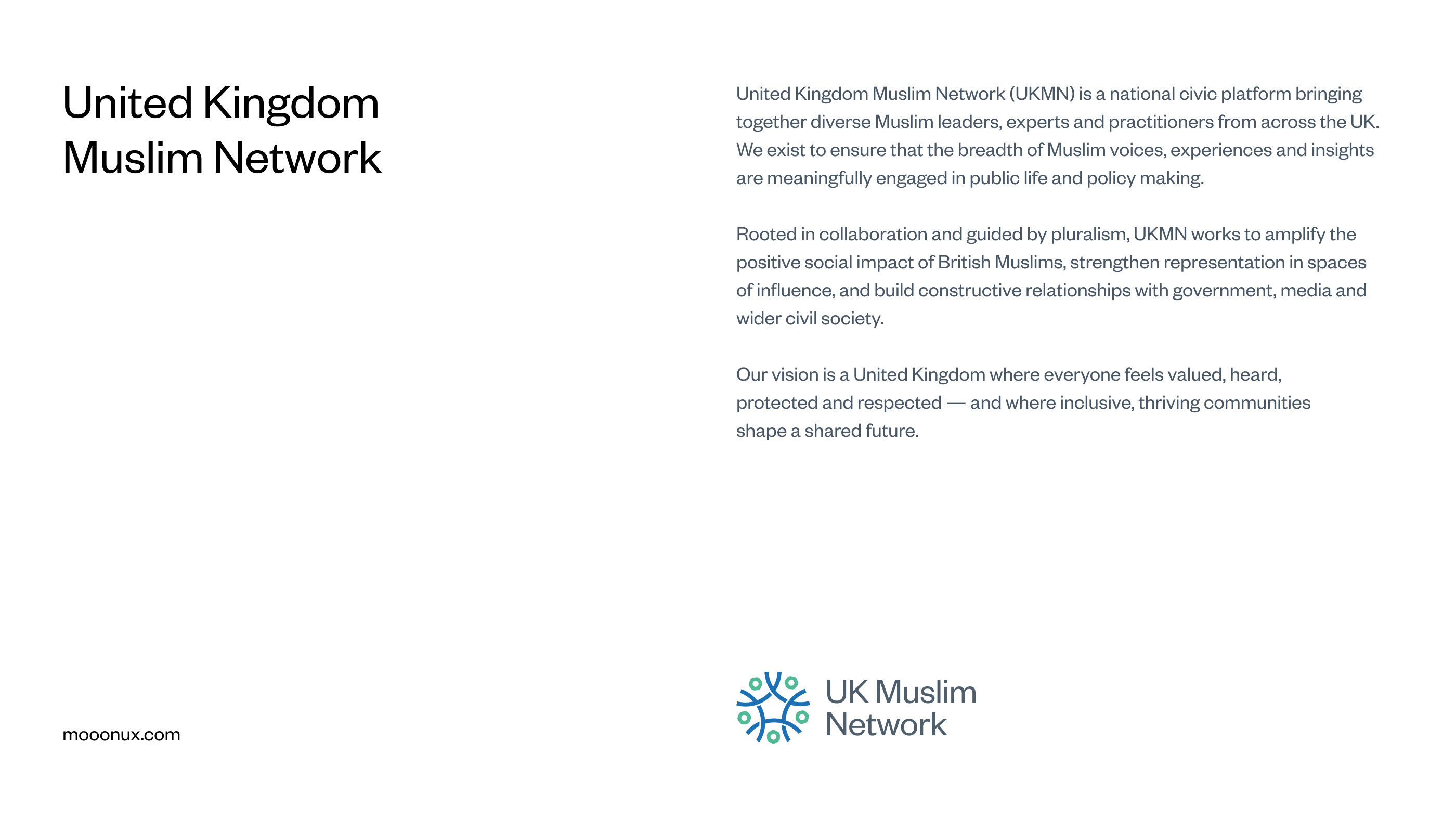 UK Muslim Network brand introduction and civic platform overview